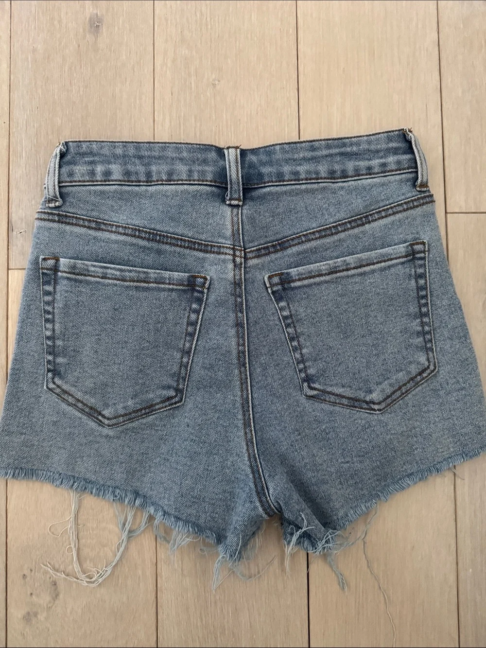 Forever 21 Light Blue Studded High-Rise Denim Shorts
